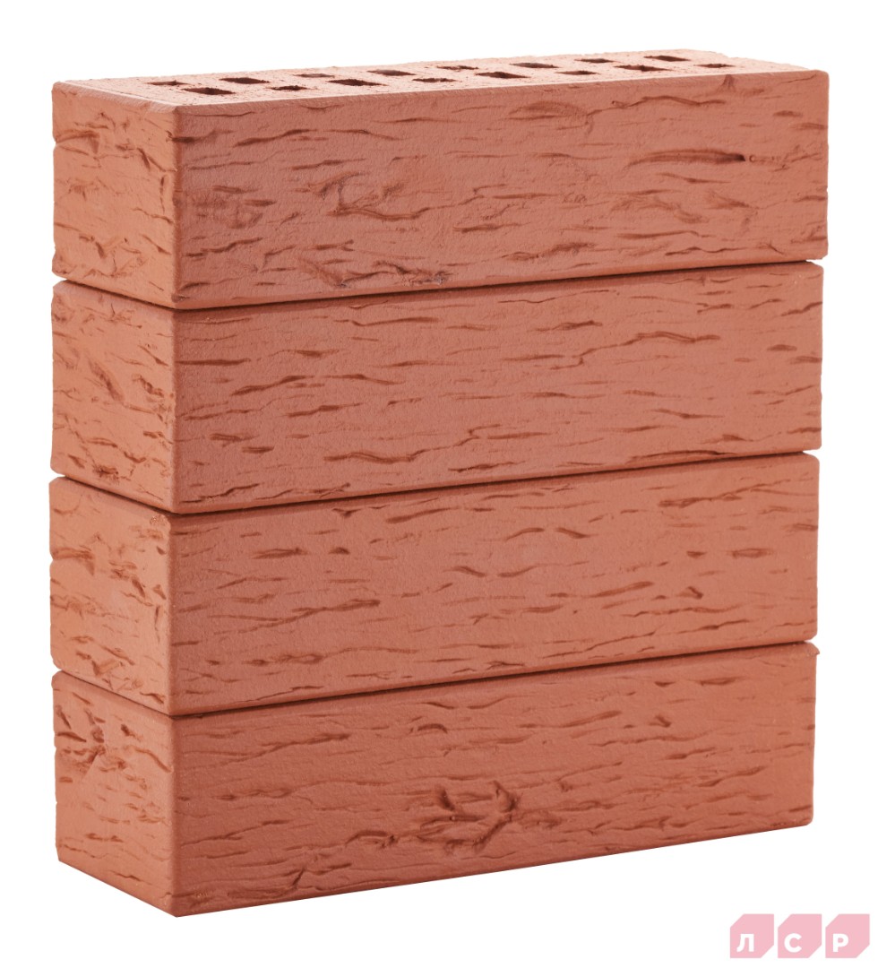 Клинкер фасадный красный "Лондон" ЛСР Классика, поверхность береста